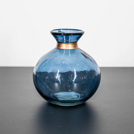 Vase Glas blau gold klein